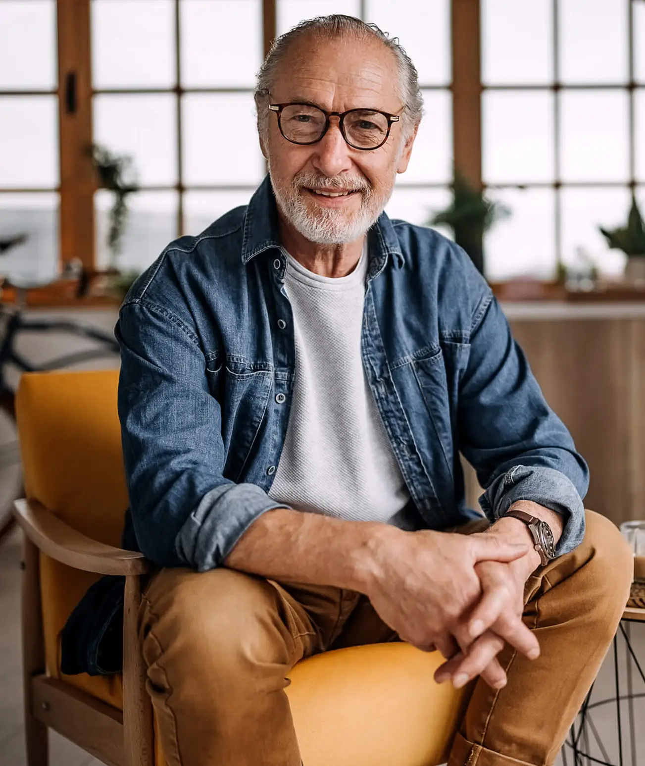 Happy older male smiling