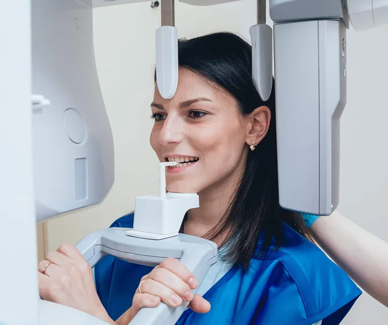 Female getting a dental x-ray